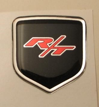 3D Steering Wheel Badge Black-Red R/T 02-09 Dodge Truck